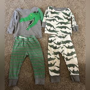 Baby Crocodile Pajama Set - Gray and Green